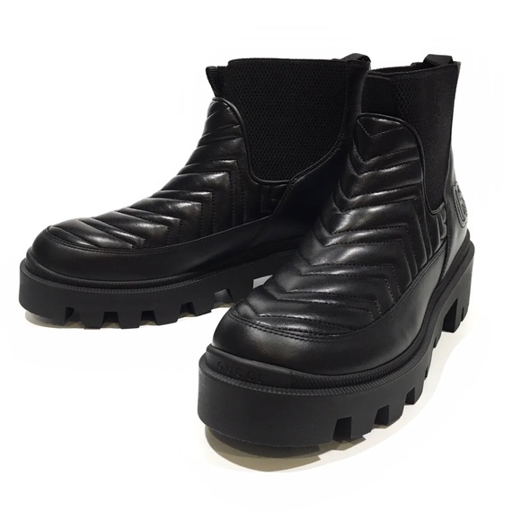 GUCCI Women's Matelassé Chelsea Ankle Boots -Black Leather -US 8 -NEW - Picture 6 of 9